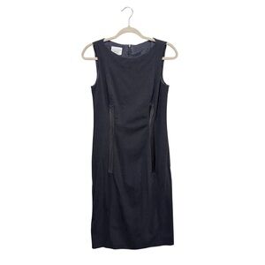 Akris Punto Wool Sheath Sleeveless Dress Career Corporate Charcoal Black Sz 6